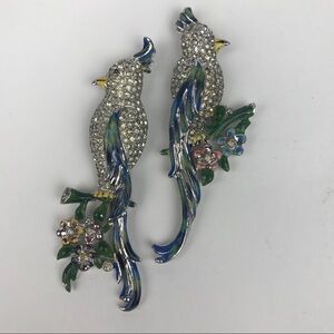 Vtg Coro Duette Calopsitta Enamel Crystal Fur Clip